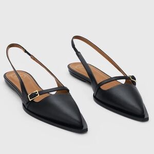 ATP ATELIER Cortina Flat Slingbacks - Black, SIZE 8 US